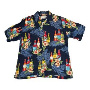 Thums Up Sportswear Vintage Hawaiian Shirt Mens Size‎ Large Beer Vacation Top
